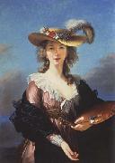Elisabeth-Louise Vigee-Lebrun Self-Portrait in a Straw oil on canvas